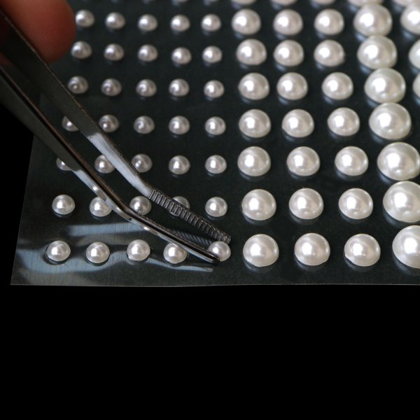画像4: 069 ラインストーンシール(デコシール) パールタイプ 4〜8ミリ【アイボリー】1シート (4)