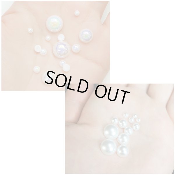 画像6: 【パール オーロラ】半円 ネイルパーツ 手芸パーツ 粘着無し 台座無し ピンセット付き 2色6種入り きらきらぷんぷん丸 NP-001 1個 (6)