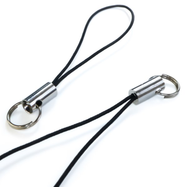 画像3: 携帯ストラップ 二重リング付き パーツ ブラック 黒 10本入 松葉紐 金具 キーホルダー 紐 スマホ リングストラップ アクセサリー DIY ハンドメイド きらきらぷんぷん丸 STP-001 (3)