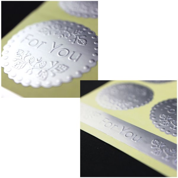 画像5: ギフトシール シルバー 丸 For You エンボスシール 直径40mm 5シート入り プレゼント きらきらぷんぷん丸 FSEL-002 (5)