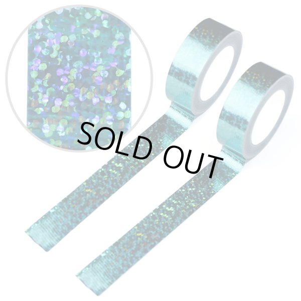 画像1: ホログラムテープ 水色 ライトブルー 粘着あり キラキラ デコレーション ラッピング シール 2巻入り【約15mm×5M】きらきらぷんぷん丸 HG-024 (1)