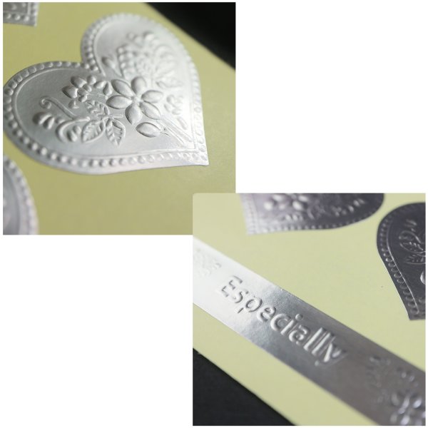 画像5: ギフトシール シルバー ハート エンボスシール 42×35mm 5シート入り プレゼント きらきらぷんぷん丸 FSEL-004 (5)