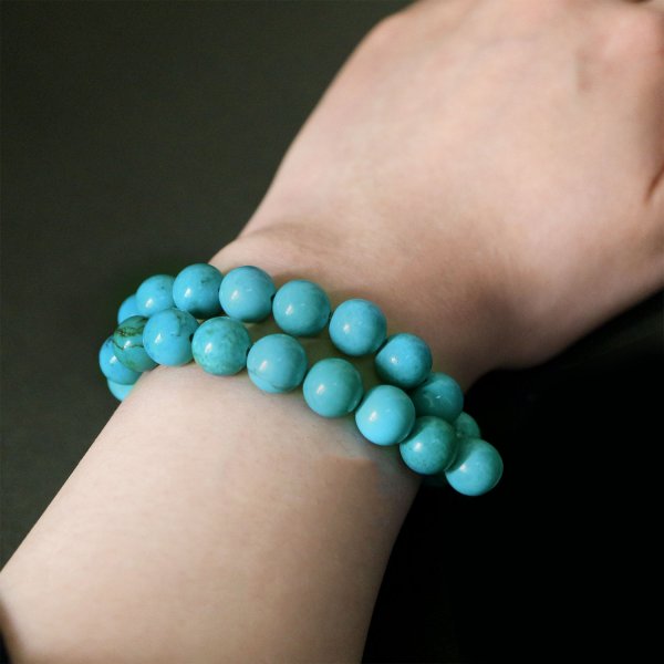 画像6: 【天然石】ターコイズ ブレスレット用 ビーズ 一連 10mm【約38粒入り】パワーストーン トルコ石 手芸 ハンドメイド アクセサリー パーツ きらきらぷんぷん丸 NS-004 (6)