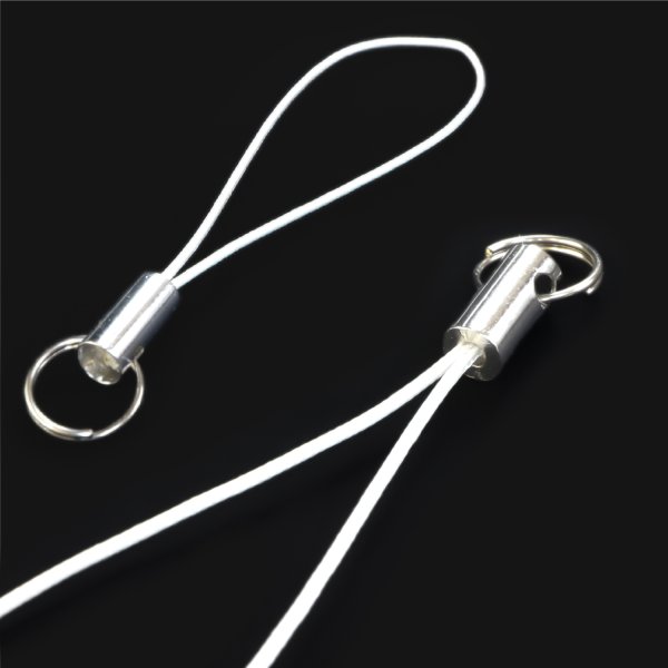 画像3: 携帯ストラップ 金具 パーツ ホワイト 白 二重リング付き 【10本入】 キーホルダー 紐 スマホ リングストラップ アクセサリー DIY ハンドメイド きらきらぷんぷん丸 STP-003 (3)