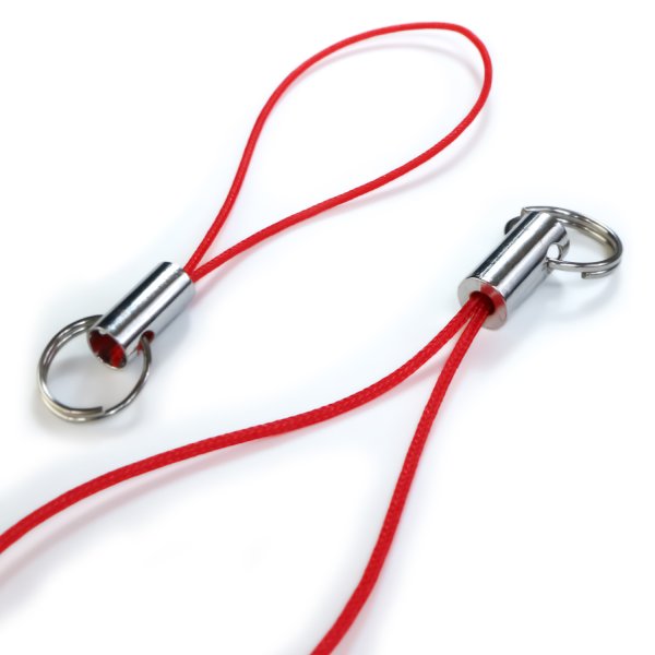 画像3: 携帯ストラップ 二重リング付き パーツ レッド 赤 10本入 松葉紐 金具 キーホルダー 紐 スマホ リングストラップ アクセサリー DIY ハンドメイド きらきらぷんぷん丸 STP-002 (3)