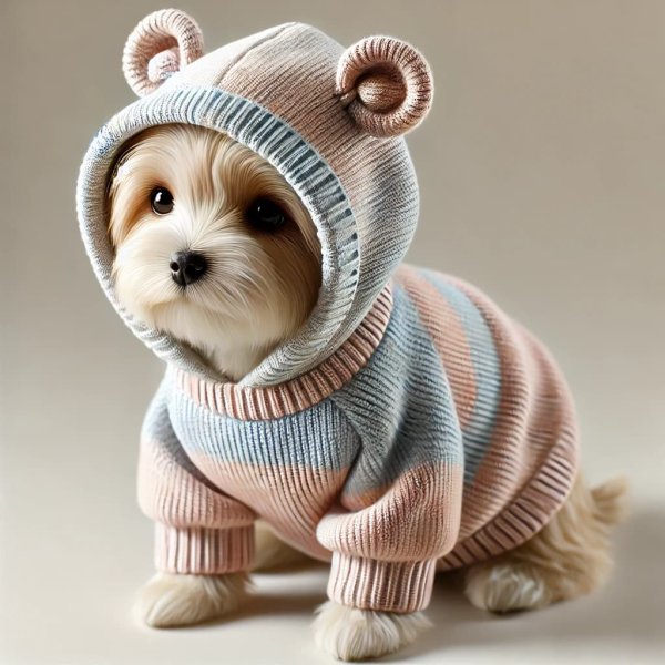 画像1: ペット用衣類 ドッグウェア【クマ耳ニットパーカー】犬用 洋服 きらきらぷんぷん丸 KRKR-S-3 (1)