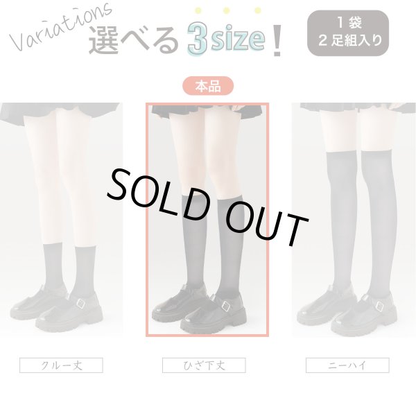 画像7: タイツ ひざ下 レディース【2足組】 黒 ブラック 同色 セット 靴下 ソックス 透け感 通勤 通学 無地 伸縮 きらきらぷんぷん丸 SCKS-008 (7)