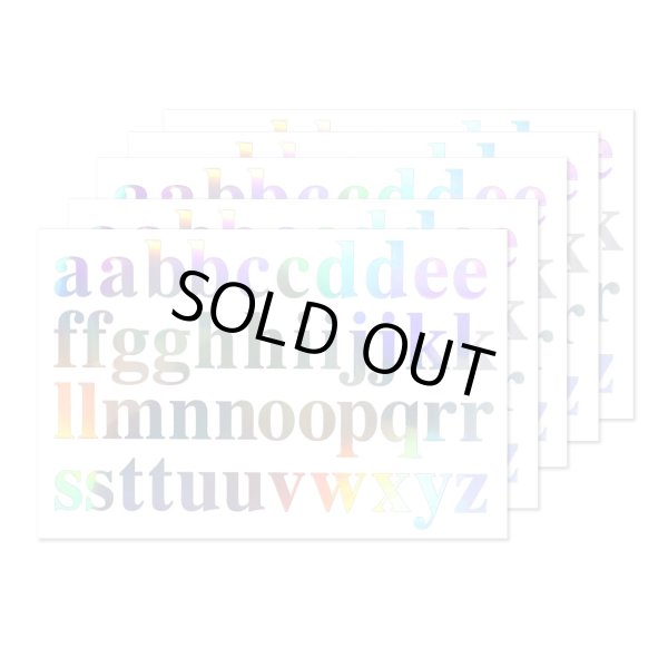 画像1: 英語 シール 【小文字】 英字 アルファベット 大きい オーロラ シルバー レインボー 虹色 デコレーション キラキラ 大容量【5シート入り】きらきらぷんぷん丸 YS-040 (1)