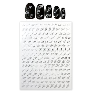 ネイルシール アルファベット 筆記体 英語 文字【ブラック
