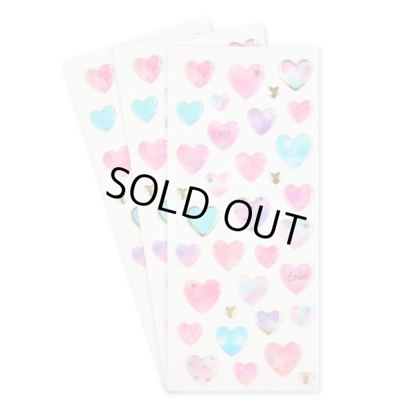 画像1: ご褒美シール 3D ハート 立体 デコレーション 半透明 3シート入り きらきらぷんぷん丸 3D-003 (1)