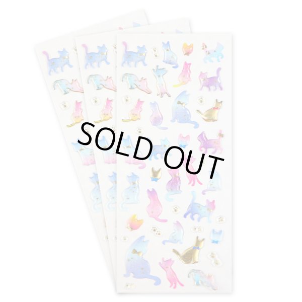 画像1: ご褒美シール 3D ネコ 立体 デコレーション 半透明 3シート入り きらきらぷんぷん丸 3D-004 (1)