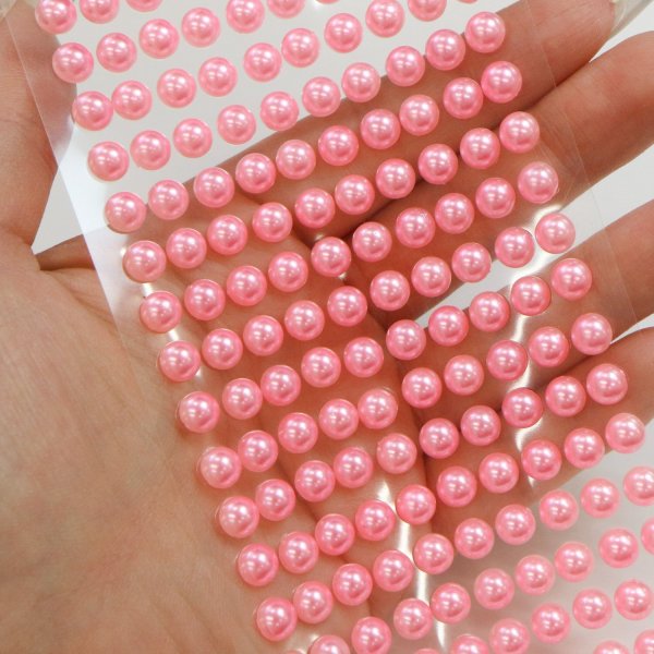 画像6: 110 ラインストーンシール(デコシール) パールタイプ 6ミリ【ピンク】1シート きらきらぷんぷん丸 (6)