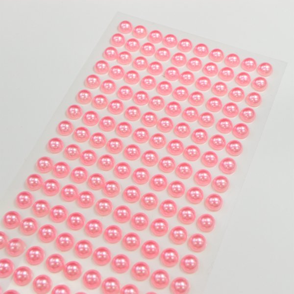 画像4: 110 ラインストーンシール(デコシール) パールタイプ 6ミリ【ピンク】1シート きらきらぷんぷん丸 (4)