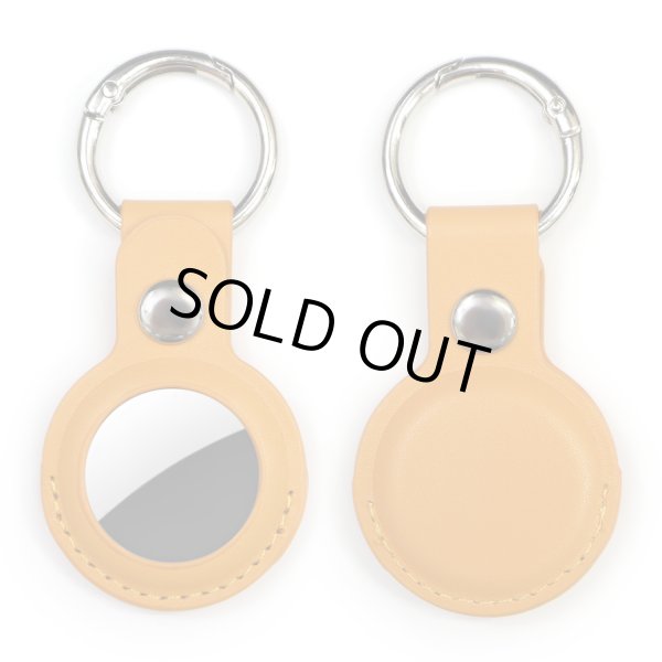 画像1: [きらきらぷんぷん丸] AirTag用 ケース レザー 【オレンジ】 エアタグ用 キーホルダー 丸型カラビナ カバー キーリング付き 紛失防止 ATC-006 (1)