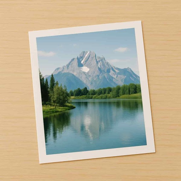 画像1: 写真 風景 山と湖 6切 203x254 (1)