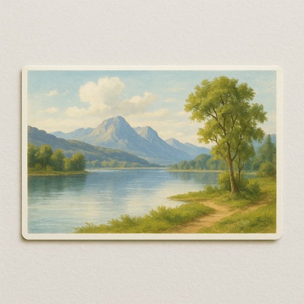 画像1: 絵はがき 湖畔の風景 水彩画 ポストカード 100x148mm (1)