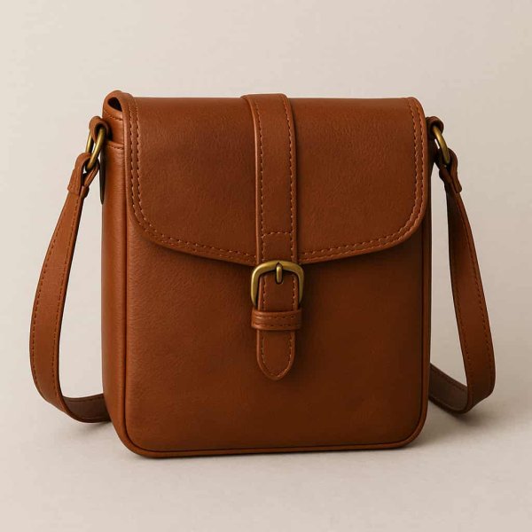 画像1: ショルダーバッグ レザー 革製 ブラウン 茶色 (1)