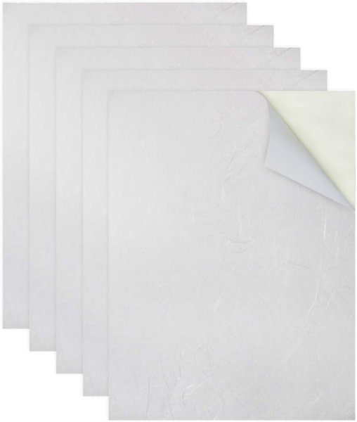 画像1: 障子 補修シール 和紙 シール A4サイズ 5枚入り 【雲竜紙】 ホワイト 白 インクジェットプリント対応 和風 ステッカー ラベル 印刷 きらきらぷんぷん丸 JP-A4SEAL-5 (1)