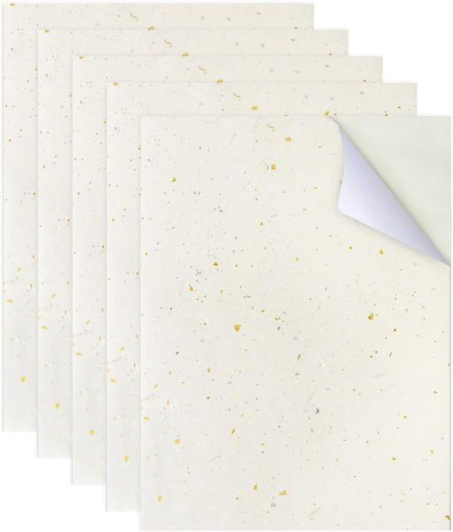 画像1: 障子 補修シール 和紙 シール A4サイズ 5枚入り 【金・銀色の装飾箔入り】 ゴールド シルバー インクジェットプリント対応 和風 ステッカー ラベル 印刷 きらきらぷんぷん丸 004-A4SEAL-5 (1)