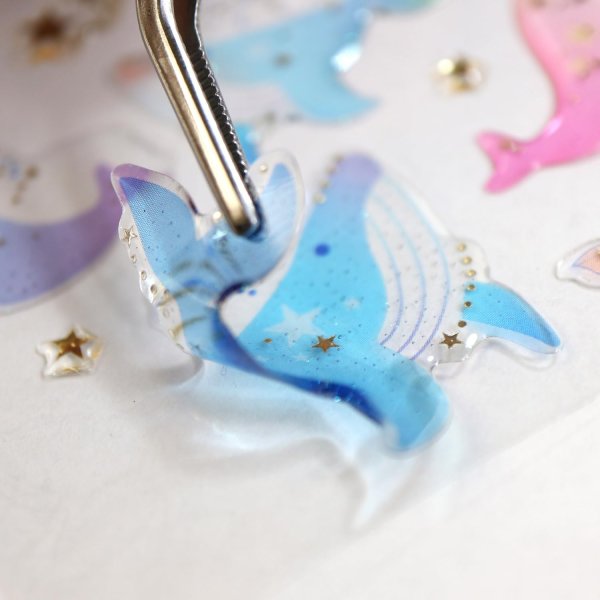 画像6: ご褒美シール 3D クジラ 立体 デコレーション 半透明 3シート入り きらきらぷんぷん丸 3D-006 (6)