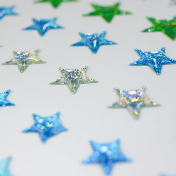 画像4: ご褒美シール 3D 星 ブルーミックス ラメ 立体 キラキラ デコレーション 1シート [117s] 入 きらきらぷんぷん丸 3D-016 (4)