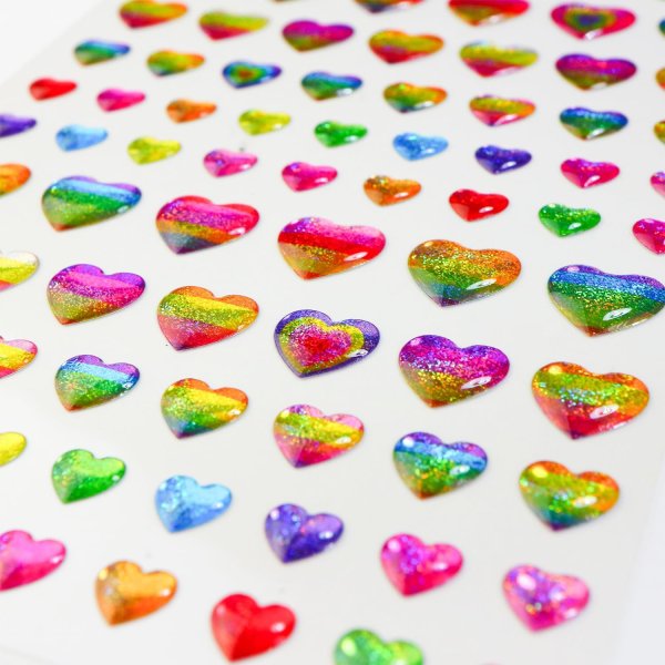 画像4: ご褒美シール 3D ハート レインボー ラメ 立体 キラキラ デコレーション 〔1シート〕117枚入 きらきらぷんぷん丸 3D-019 (4)