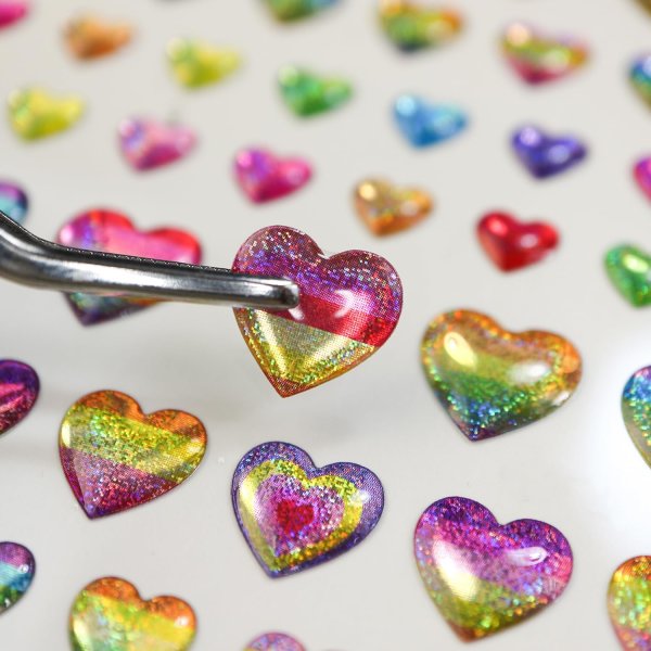 画像6: ご褒美シール 3D ハート レインボー ラメ 立体 キラキラ デコレーション 〔1シート〕117枚入 きらきらぷんぷん丸 3D-019 (6)