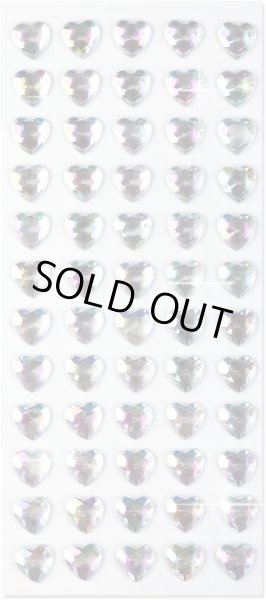 画像1: ラインストーンシール デコシール 銀色 シルバー ハート 3D 立体 宝石 ジュエリー キラキラ デコレーション ラッピング シールサイズ12×12mm1シート [60s] 入りきらきらぷんぷん丸 3D-028 (1)