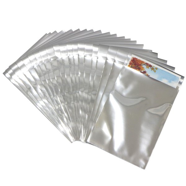 画像1: アルミ袋 110x155+30mm 【100枚】 ブラインドグッズ用 ランダム商品【ハガキ・ポストカード】 シルバー テープ付き 目隠し 包装 国産 (1)