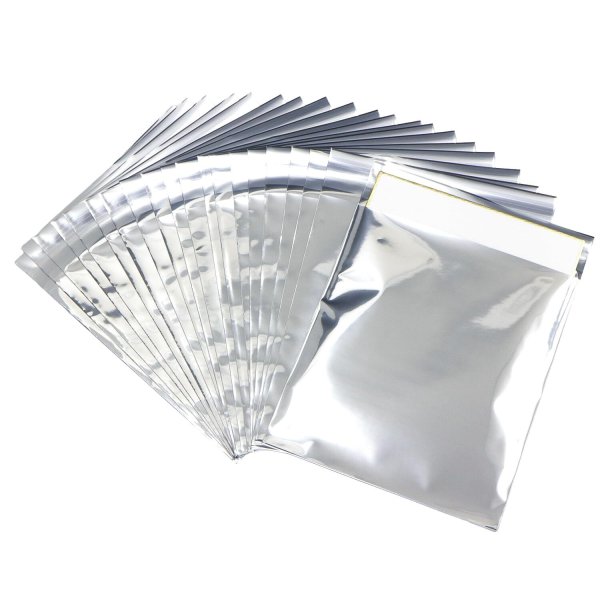 画像1: アルミ袋 130x145+30mm 【100枚】 ブラインドグッズ用 ランダム商品【ミニ色紙】121x136mmサイズ シルバー テープ付き 目隠し 包装 国産 (1)