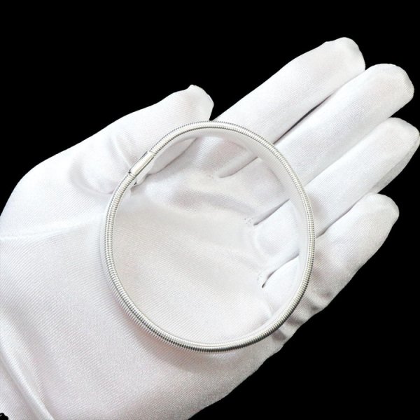 画像6: アームバンド スプリング シルバー ループ式 2個入り バネ おしゃれ 袖止め バンド メンズ レディース ワイシャツ 腕 袖丈 調節 きらきらぷんぷん丸 AMB-002 (6)