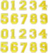 画像1: アイロンワッペン 数字 【イエロー】 黄色 0~9 各2枚入り 刺繍 アップリケ ナンバー 番号 おしゃれ 推し活 手芸 DIY きらきらぷんぷん丸 APK-004 (1)