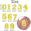 画像2: アイロンワッペン 数字 【イエロー】 黄色 0~9 各2枚入り 刺繍 アップリケ ナンバー 番号 おしゃれ 推し活 手芸 DIY きらきらぷんぷん丸 APK-004 (2)