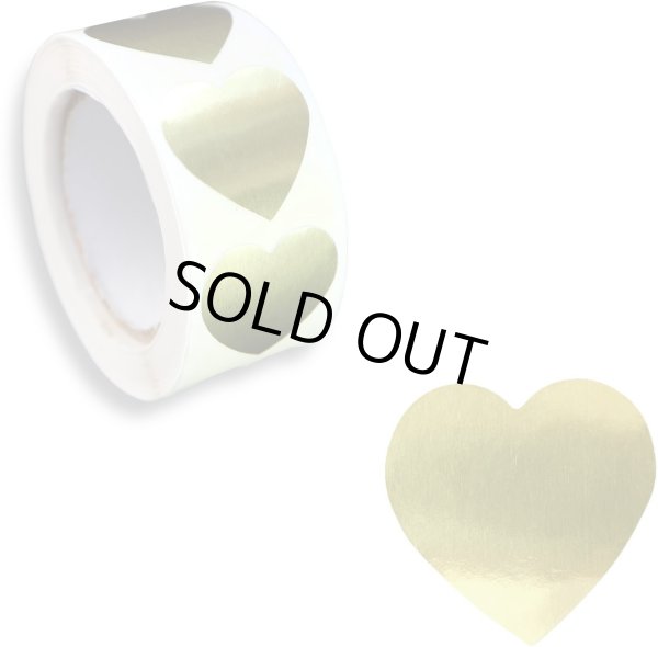 画像1: ロールシール ハート型 ハートステッカー ホイル 金 ゴールド ギフトシール ラッピング デコレーション 〔約500s〕入 シールサイズ25×25mm 大容量 きらきらぷんぷん丸 RLS-002 (1)