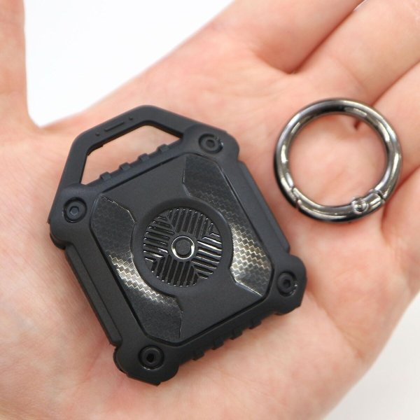 画像7: AirTag用 ケース 防水 【ブラック】 黒 エアタグ用 キーホルダー 丸型カラビナ カバー キーリング付き 紛失防止 きらきらぷんぷん丸 ATC-001 (7)