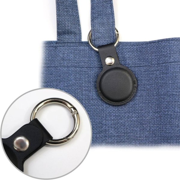 画像4: AirTag用 ケース レザー 【ブラック】 黒 エアタグ用 キーホルダー 丸型カラビナ カバー キーリング付き 紛失防止 きらきらぷんぷん丸 ATC-002 (4)