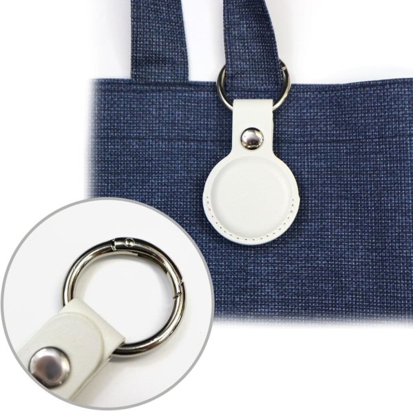 画像4: AirTag用 ケース レザー 【ホワイト】 白 エアタグ用 キーホルダー 丸型カラビナ カバー キーリング付き 紛失防止 きらきらぷんぷん丸 ATC-003 (4)