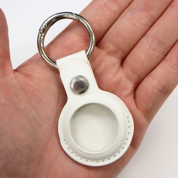 画像6: AirTag用 ケース レザー 【ホワイト】 白 エアタグ用 キーホルダー 丸型カラビナ カバー キーリング付き 紛失防止 きらきらぷんぷん丸 ATC-003 (6)