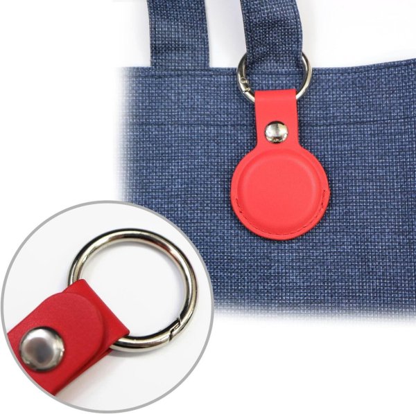 画像4: AirTag用 ケース レザー 【レッド】 赤 エアタグ用 キーホルダー 丸型カラビナ カバー キーリング付き 紛失防止 きらきらぷんぷん丸 ATC-004 (4)