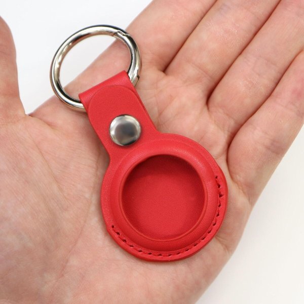 画像6: AirTag用 ケース レザー 【レッド】 赤 エアタグ用 キーホルダー 丸型カラビナ カバー キーリング付き 紛失防止 きらきらぷんぷん丸 ATC-004 (6)