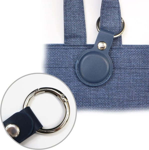 画像4: AirTag用 ケース レザー 【ネイビー】 紺 エアタグ用 キーホルダー 丸型カラビナ カバー キーリング付き 紛失防止 きらきらぷんぷん丸 ATC-005 (4)