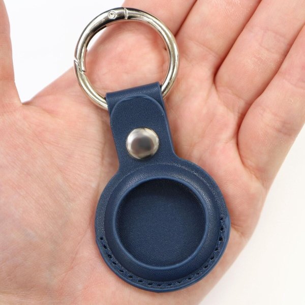 画像6: AirTag用 ケース レザー 【ネイビー】 紺 エアタグ用 キーホルダー 丸型カラビナ カバー キーリング付き 紛失防止 きらきらぷんぷん丸 ATC-005 (6)