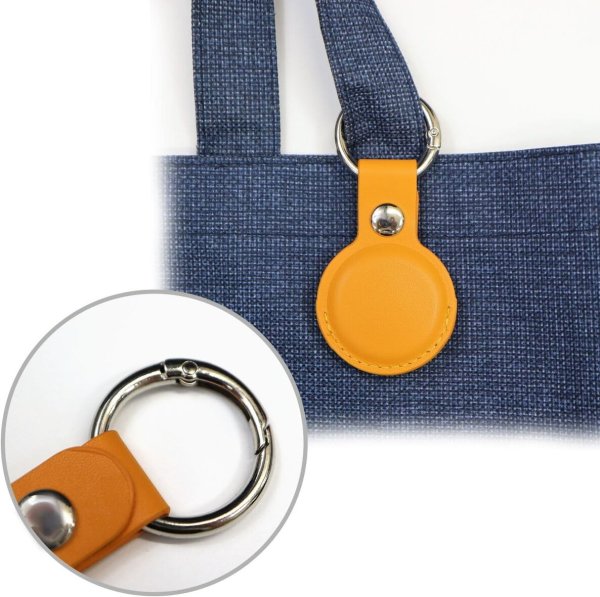 画像4: [きらきらぷんぷん丸] AirTag用 ケース レザー 【オレンジ】 エアタグ用 キーホルダー 丸型カラビナ カバー キーリング付き 紛失防止 ATC-006 (4)