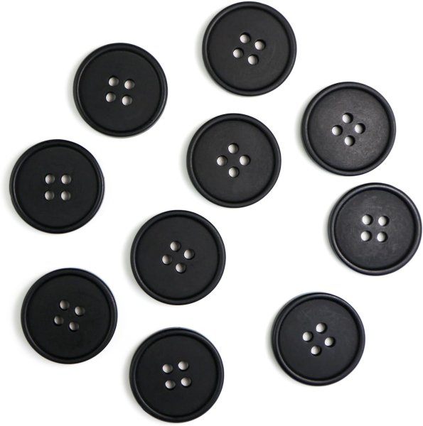 画像1: 四つ穴ボタン 【ブラック ツヤなし】 黒 ベーシック シンプル 10個入り【20mm】きらきらぷんぷん丸 B-046 (1)