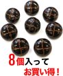 画像5: 革調ボタン レザー調 【ブラック】 スーツ コート ジャケット ブレザー フロント 袖口 8個入り 【21mm】 きらきらぷんぷん丸 B-057 (5)