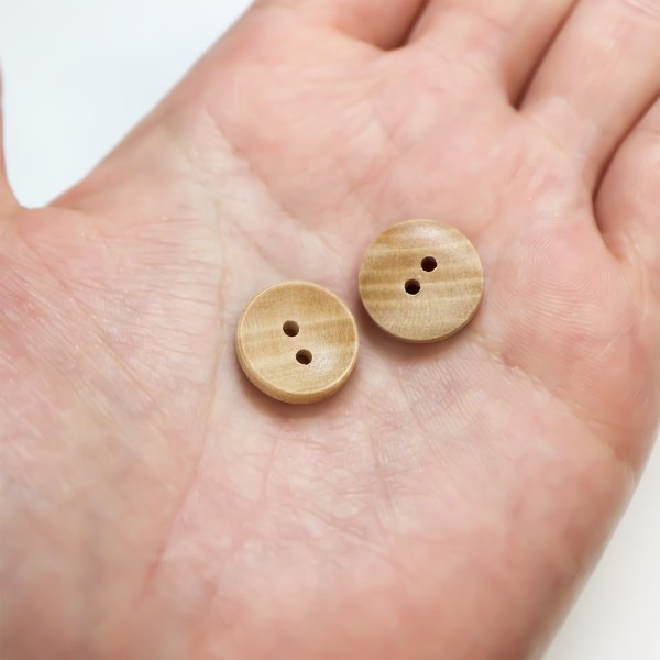 画像7: ウッドボタン 二つ穴ボタン ナチュラル シャツボタン ウッド ボタン ブラウン 木目 木製 15個入り【15mm】きらきらぷんぷん丸 B-079 (7)