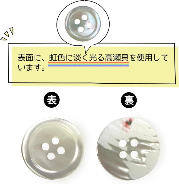 画像4: シェルボタン 貝製 片面 高瀬貝 シャツ 四つ穴 白 ホワイト 5個入り【20mm】きらきらぷんぷん丸 B-097 (4)