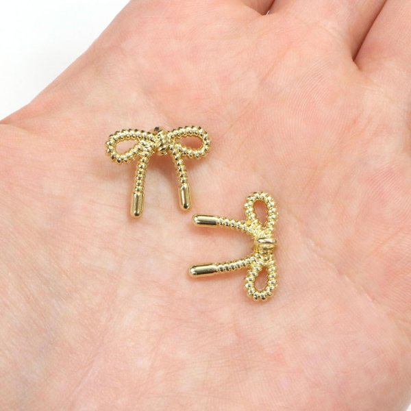 画像5: リボンボタン メタル 足つき 【ゴールド】 金 ボタン リボン モチーフボタン 飾りボタン かわいい 手芸 3個入り 【18x15mm】 きらきらぷんぷん丸 B-1084 (5)