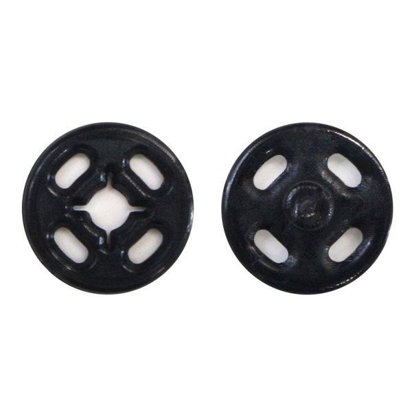 画像1: スナップボタン 【ブラック】 黒 ボタン 樹脂製 縫い付けタイプ 打ち具不要 10組入り 【10mm】 きらきらぷんぷん丸 B-1096 (1)