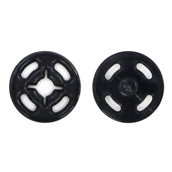 画像1: スナップボタン 【ブラック】 黒 ボタン 樹脂製 縫い付けタイプ 打ち具不要 10組入り 【13mm】 きらきらぷんぷん丸 B-1098 (1)